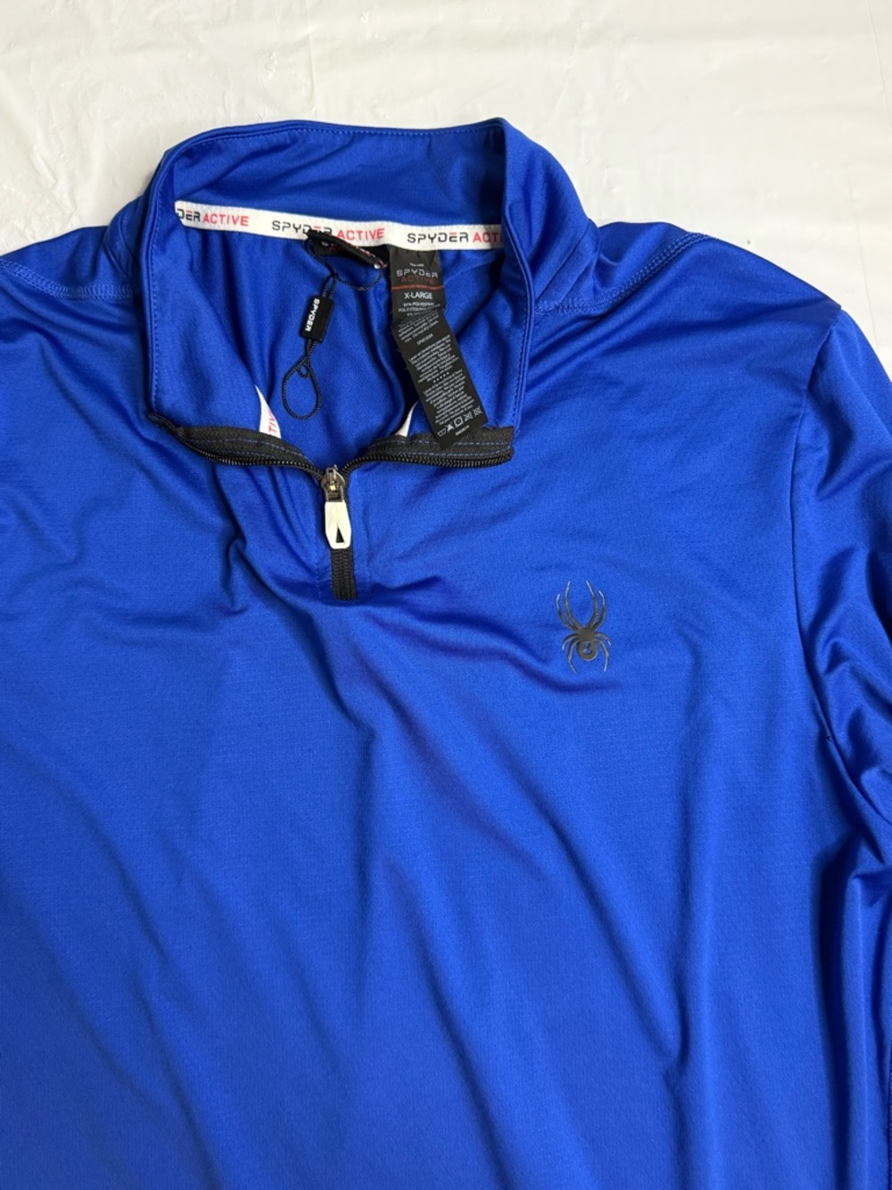 Spyder Active Quarter Zip Pullover Mens XL Blue Athletic ProWeb Stretch Top